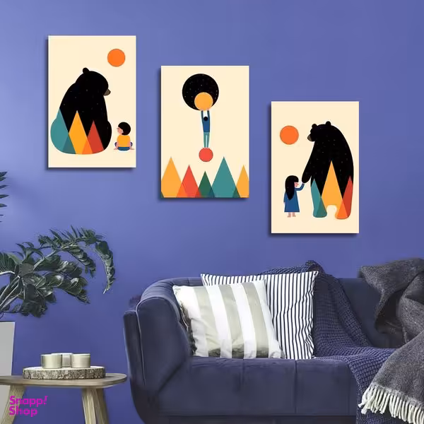 تابلو شاسی بکلیت طرح دکوری مدرن سبک مینیمال آرت مدل SH-1504 مجموعه 3 عددی