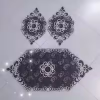 رومیزی ترمه سه تیکه آبی نفتی