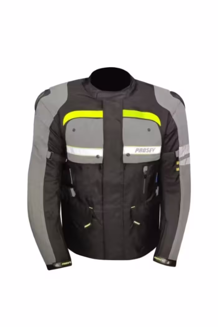 کاپشن موتورسوار مردانه کت موتور سیکلت 4 فصل کامل محافظت شده MAXDURA 600 D FABRIC TOURING ENGINE MONT YELLOW ebakbak