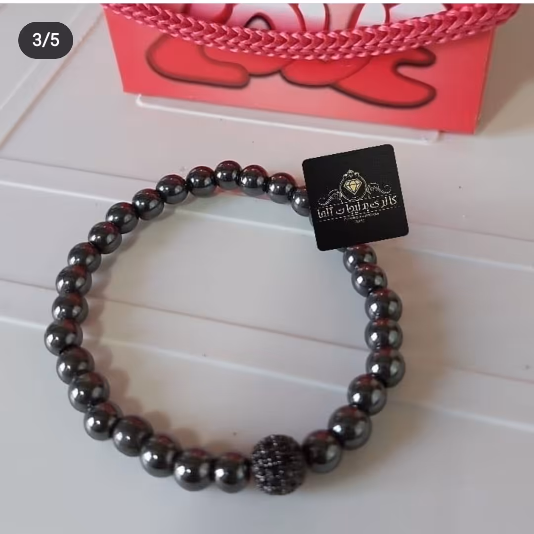 دستبند گوی سوارسکی و حدید دودی