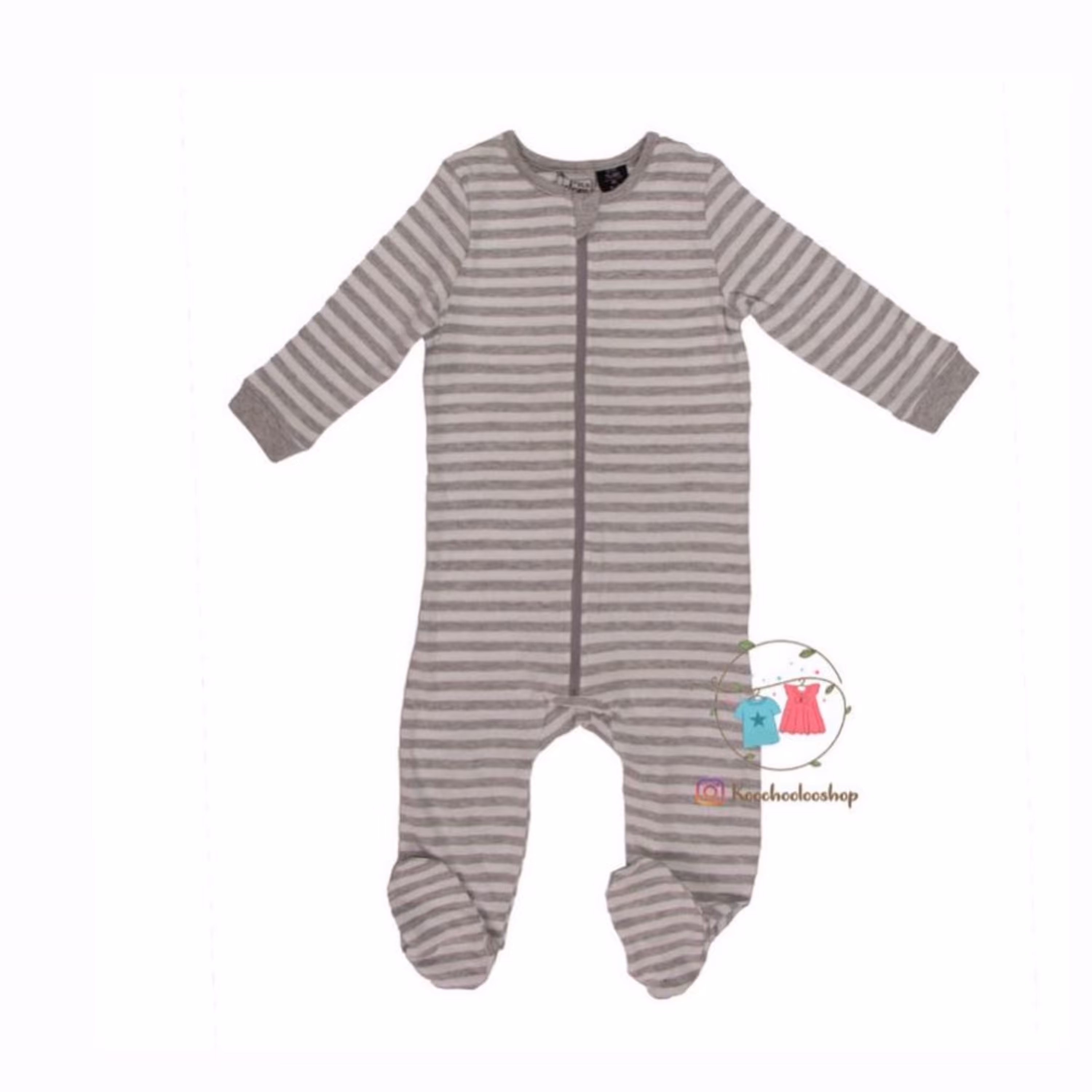 سرهمی زیپ دار نخی مناسب 9 تا 12 ماه راه راه