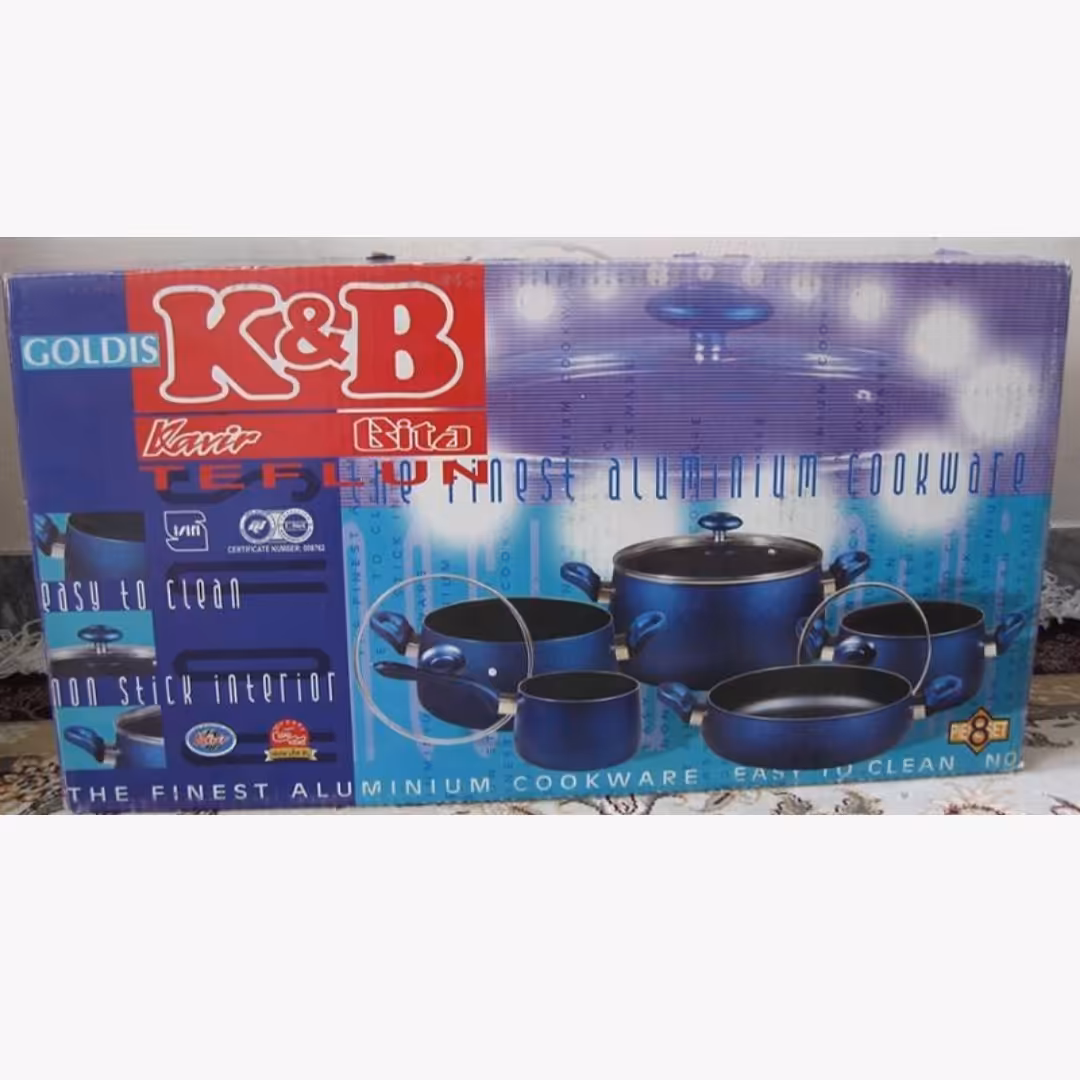 سرویس قابلمه تفلون 8 پارچه سورمه ای