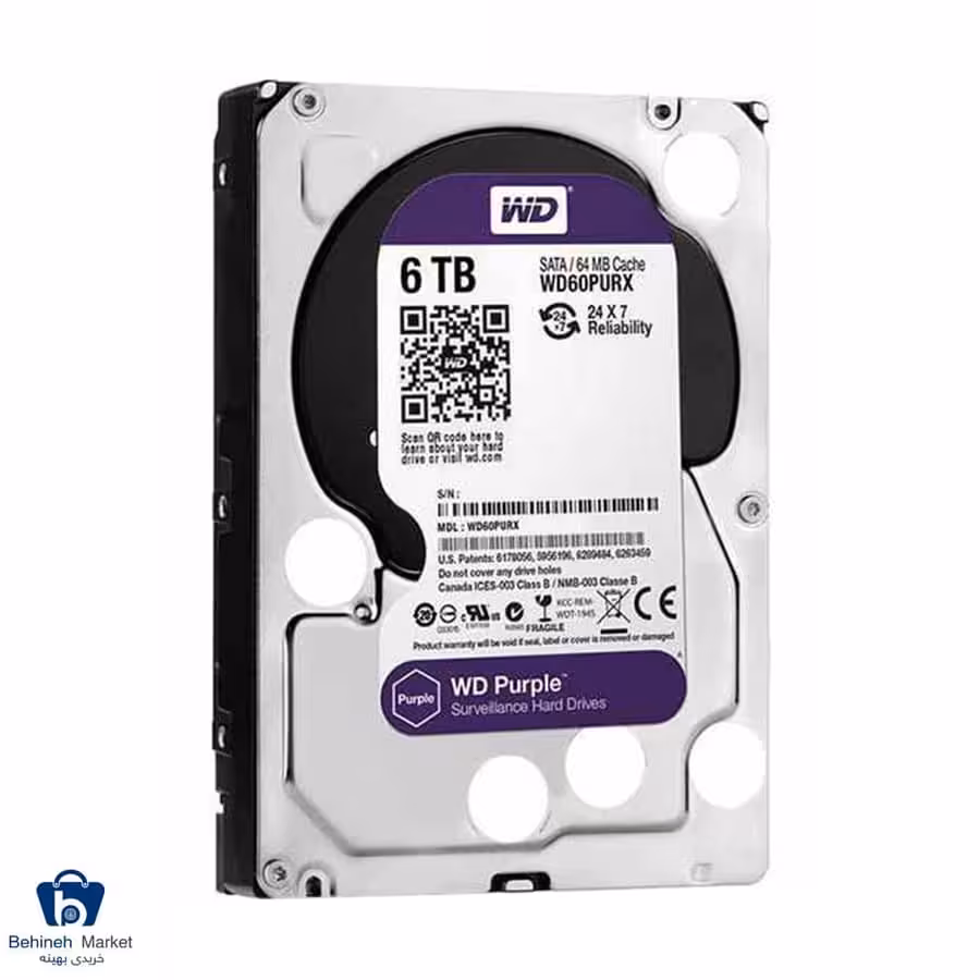 هارد اینترنال وسترن دیجیتال مدل Purple WD60PURX ظرفیت 6 ترابایت