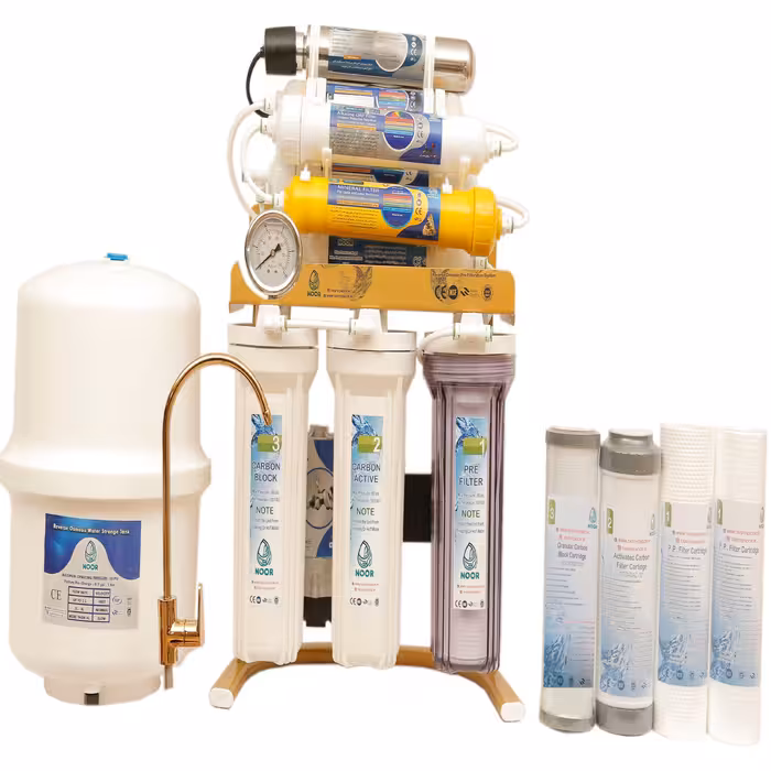 دستگاه تصفیه آب خانگی10مرحله ای نور مدل A gold m1000 به همراه پک4عددی فیلتر نشاط