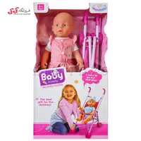 عروسک بی بی برن گوشتی با کالسکه اسباب بازی 1 WARM BABY WZJ009C-1