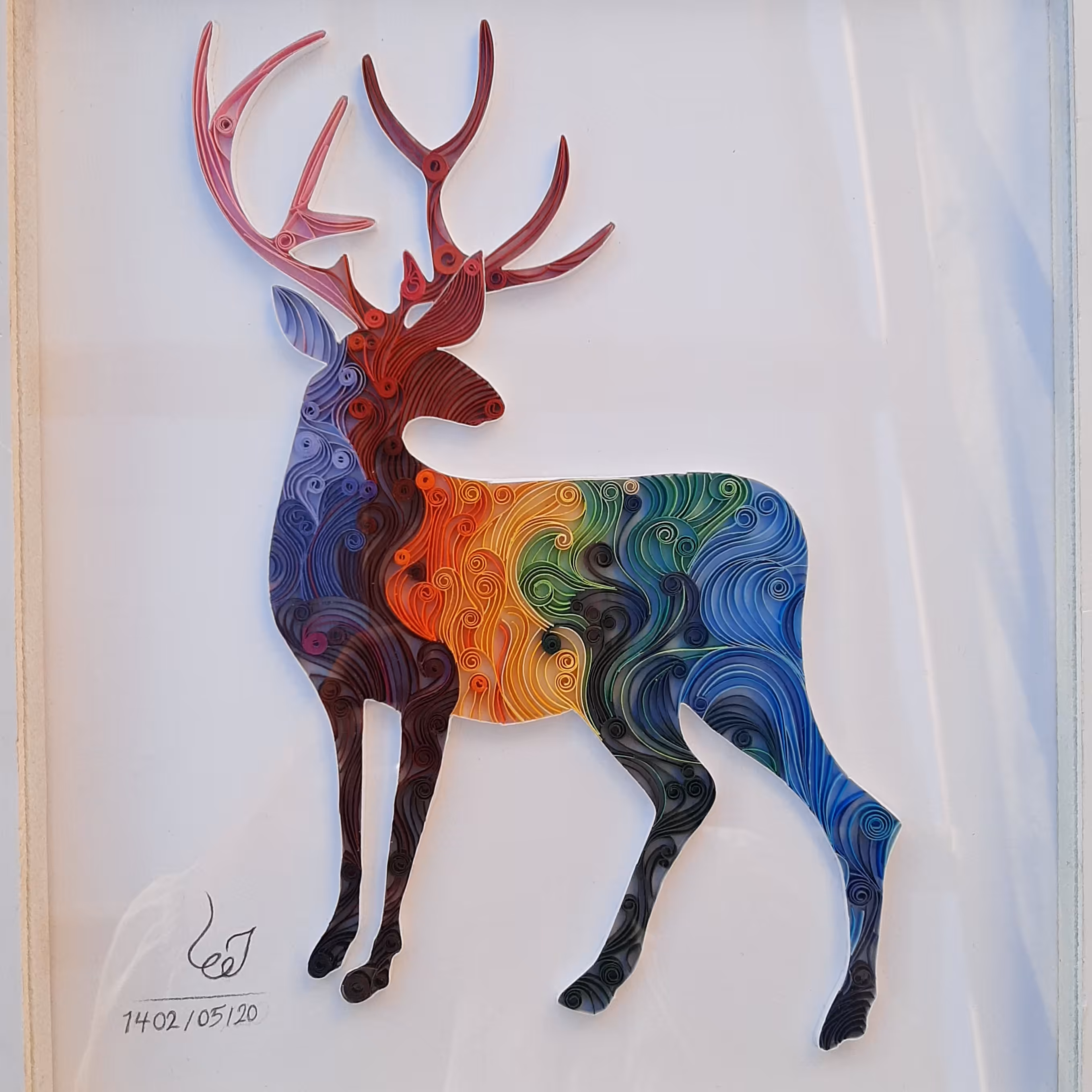 تابلو کوئیلینگ گوزن (ملیله کاغذی)