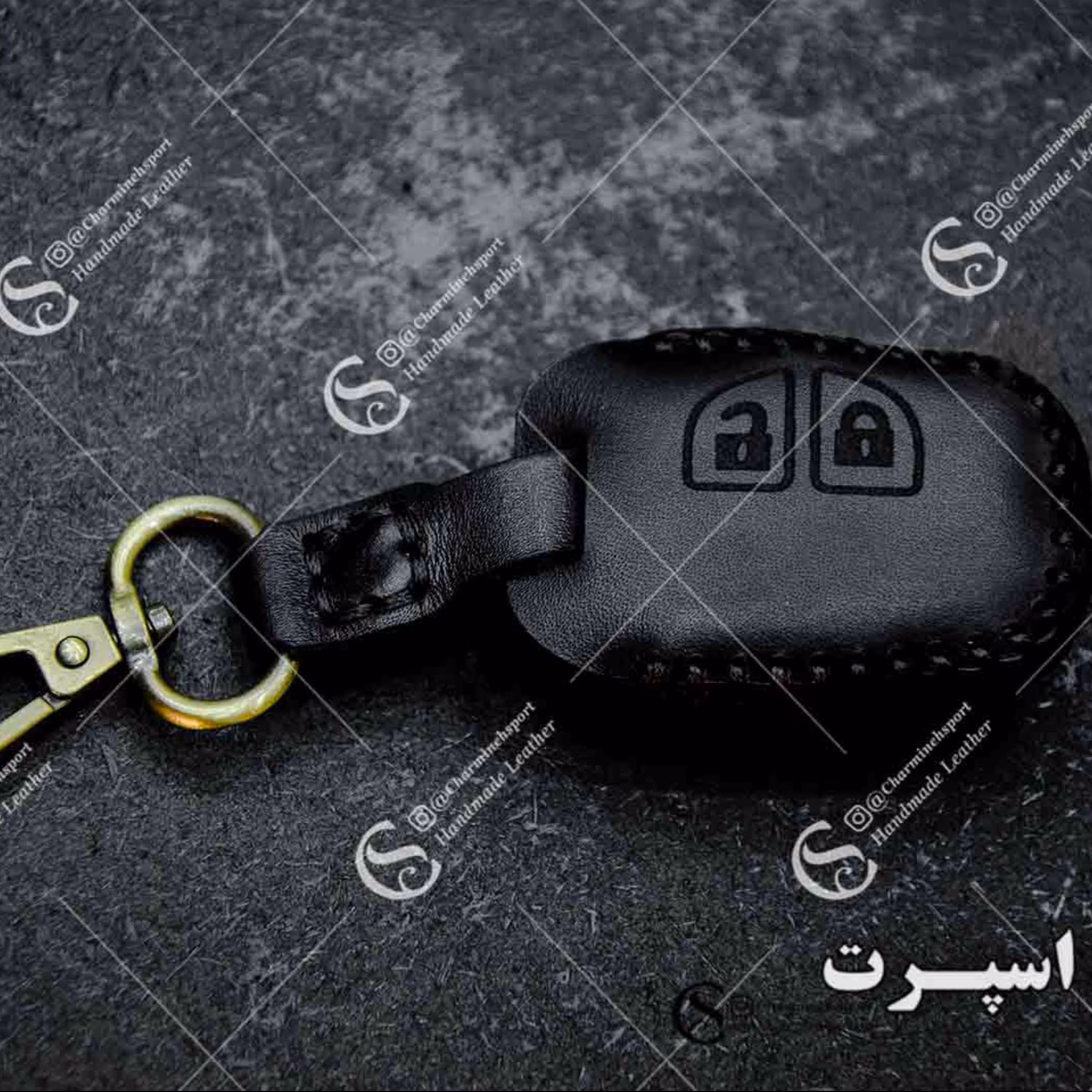 جاسوییچی چرم طبیعی گاوی مشکی  مناسب سوزوکی کلیدار 