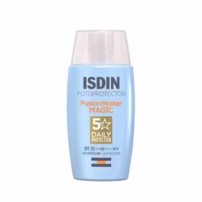 کرم ضد آفتاب بدون رنگ ایزدین SPF 50 مدل water magic مناسب برای انواع پوست حجم 50 میلی‌لیتر