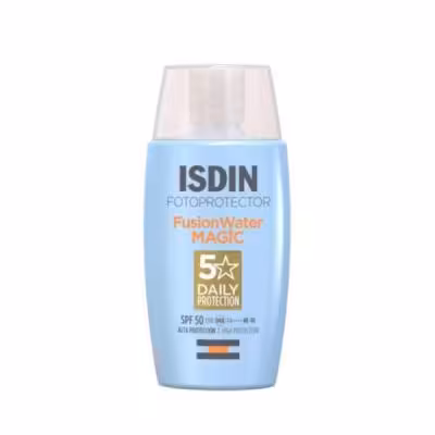 کرم ضد آفتاب بدون رنگ ایزدین SPF 50 مدل water magic مناسب برای انواع پوست حجم 50 میلی‌لیتر