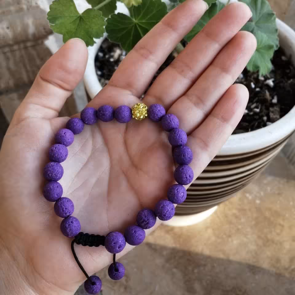 دستبند سنگ لاوا -بنفش