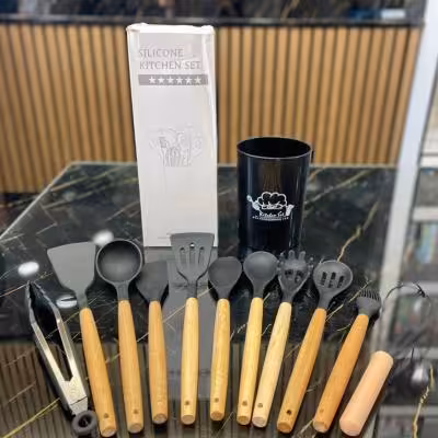 سرویس کفگیر، ملاقه سیلیکونی نسوز( 12 پارچه)