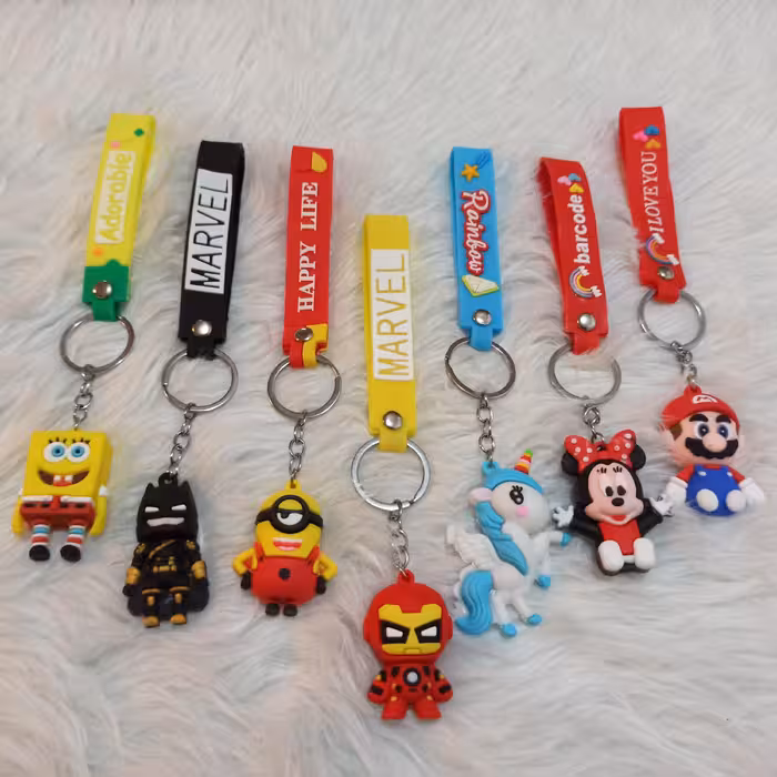 جاکلیدی سلیکونی  در طرح های مختلف باب اسفنجی و میکی موس و مینیون ها و یونیکورن و...