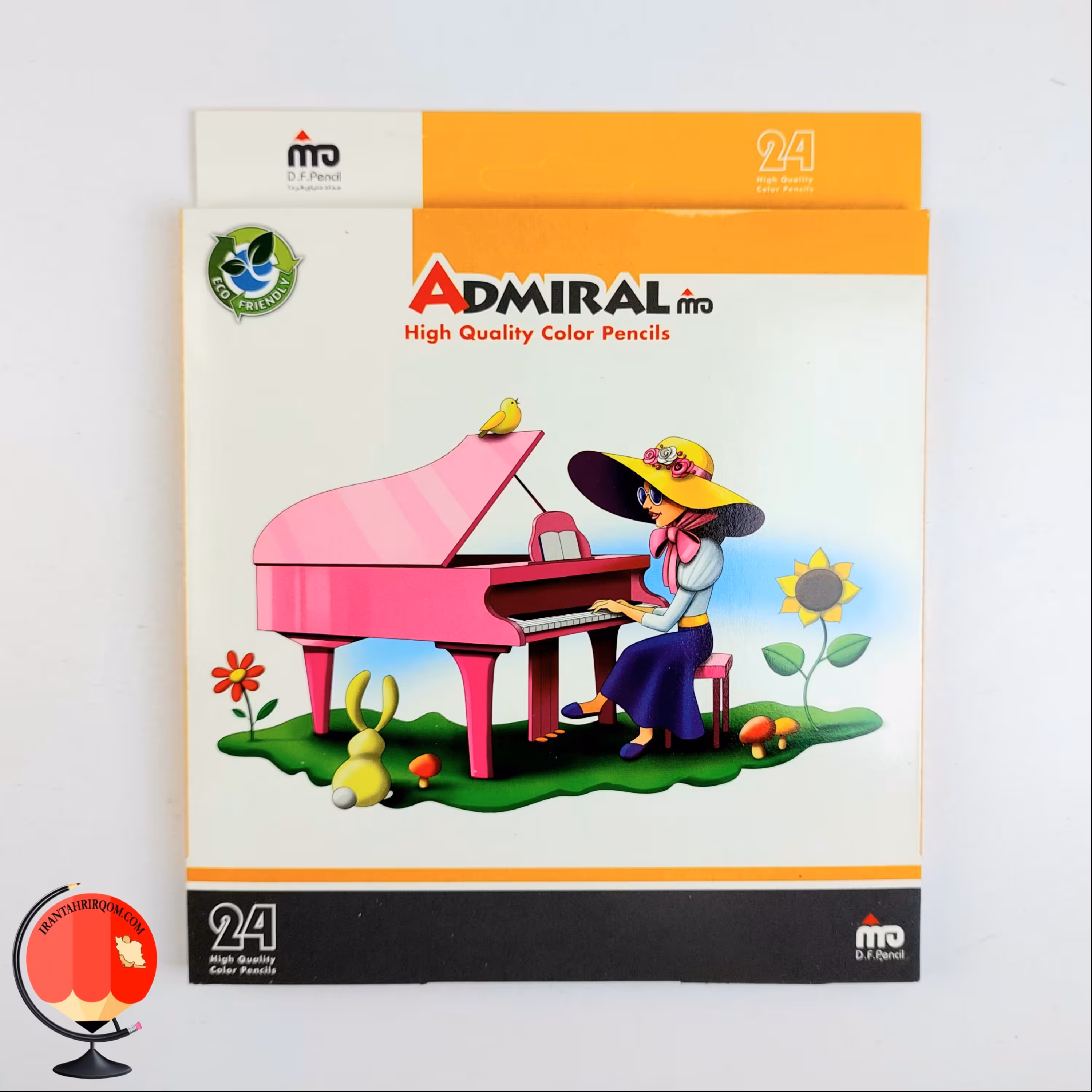 مداد رنگی 24 رنگ ادمیرال جعبه مقوایی طرح پیانو کد 1221