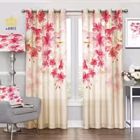 پرده پذیرایی دو قواره پانچ گلدار طرح گل کاغذی کد S6955