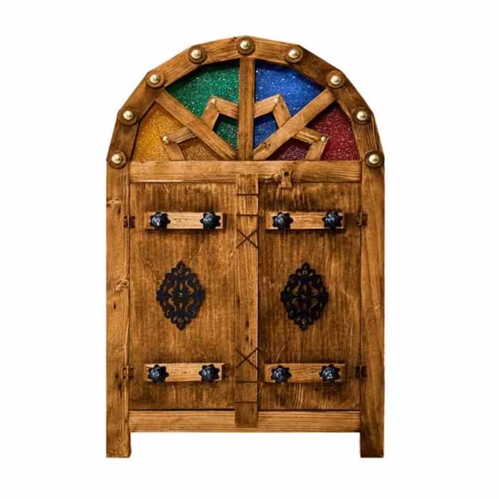 پنجره چوبی نوستالژی طرح هامون (آینه ای) 50 در 80