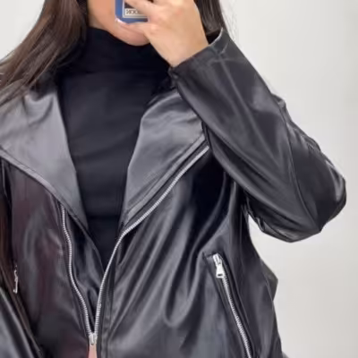 کت چرم زیپ کج