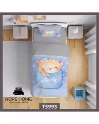 سرویس لحاف روتختی کودک یک نفره 5 تکه نوپه هوم Nopehome طرح گربه کد T5993