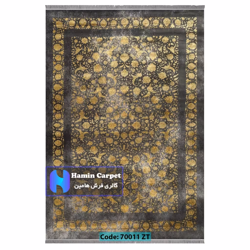 فرش 6 متری 700شانه تراکم 2100 برجسته مدل وینتیج طرح افشان طلایی کد SZ70021ZT
