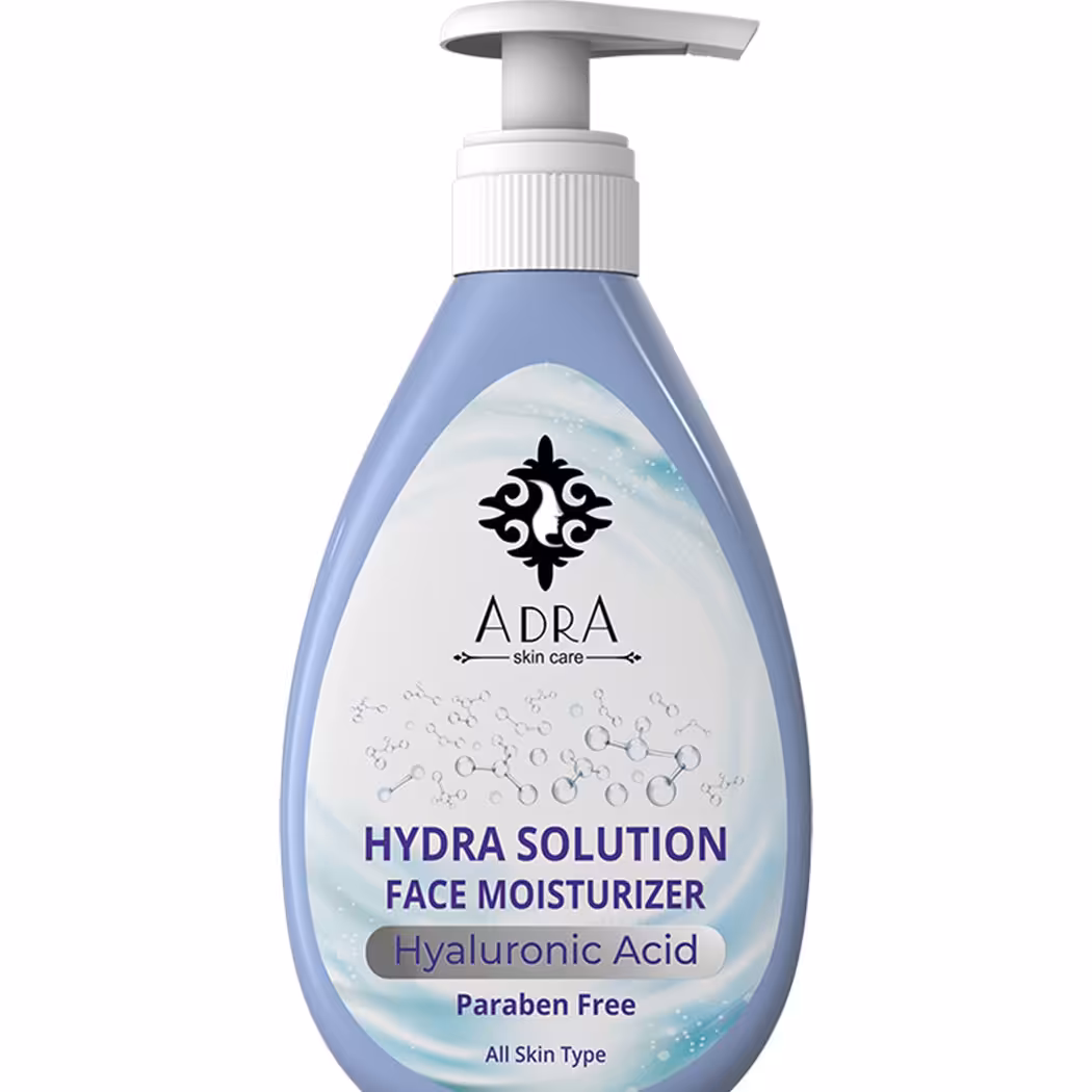 کرم مرطوب کننده و آبرسان حاوی هیالورونیک اسید پمپی مناسب انواع پوست 300میل آدرا