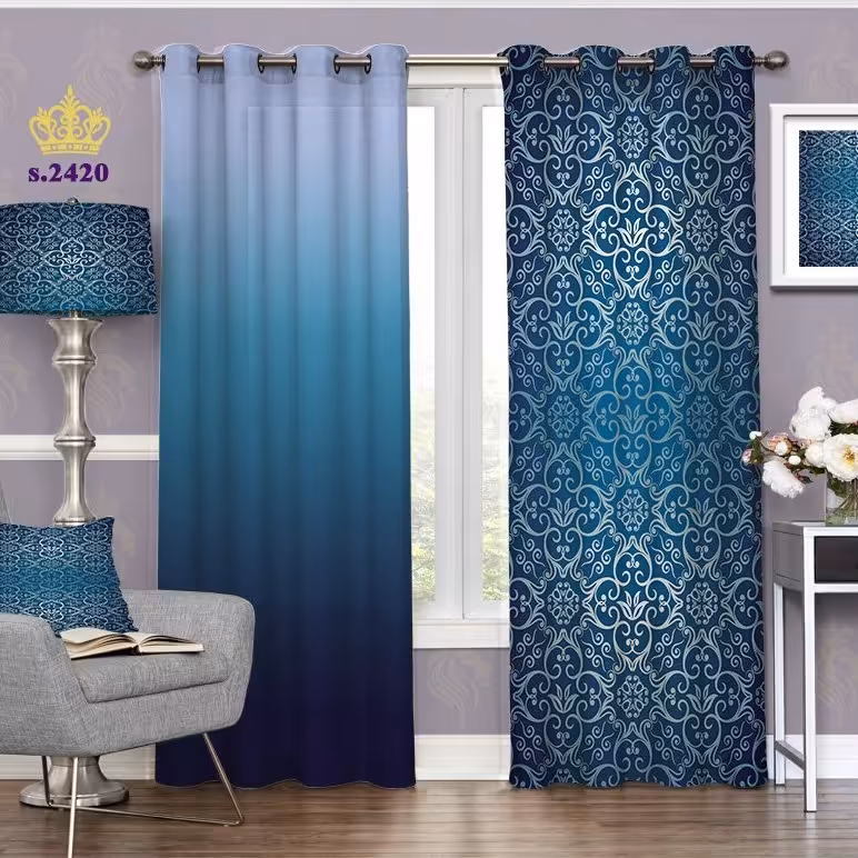 پرده پذیرایی دو قواره پانچ اسلیمی طرح سه بعدی کد S2420