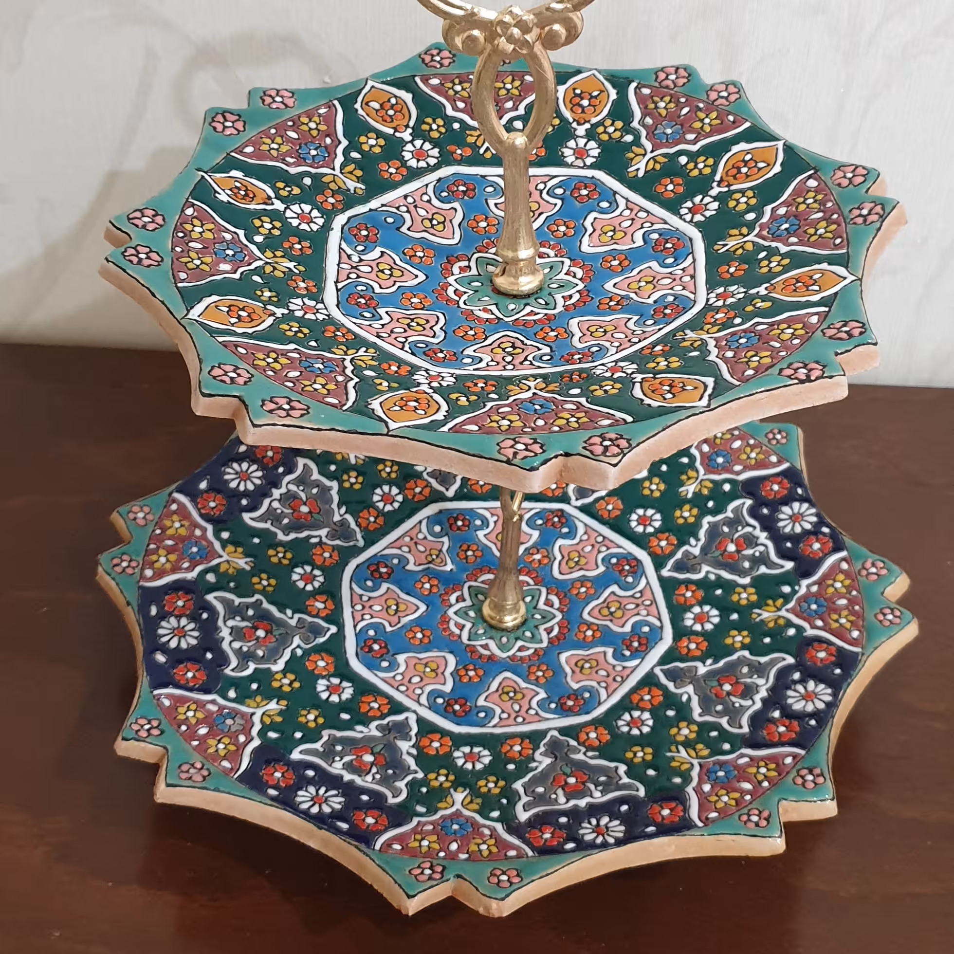 شیرینی خوری دوطبقه سفالی میناکاری کد 167