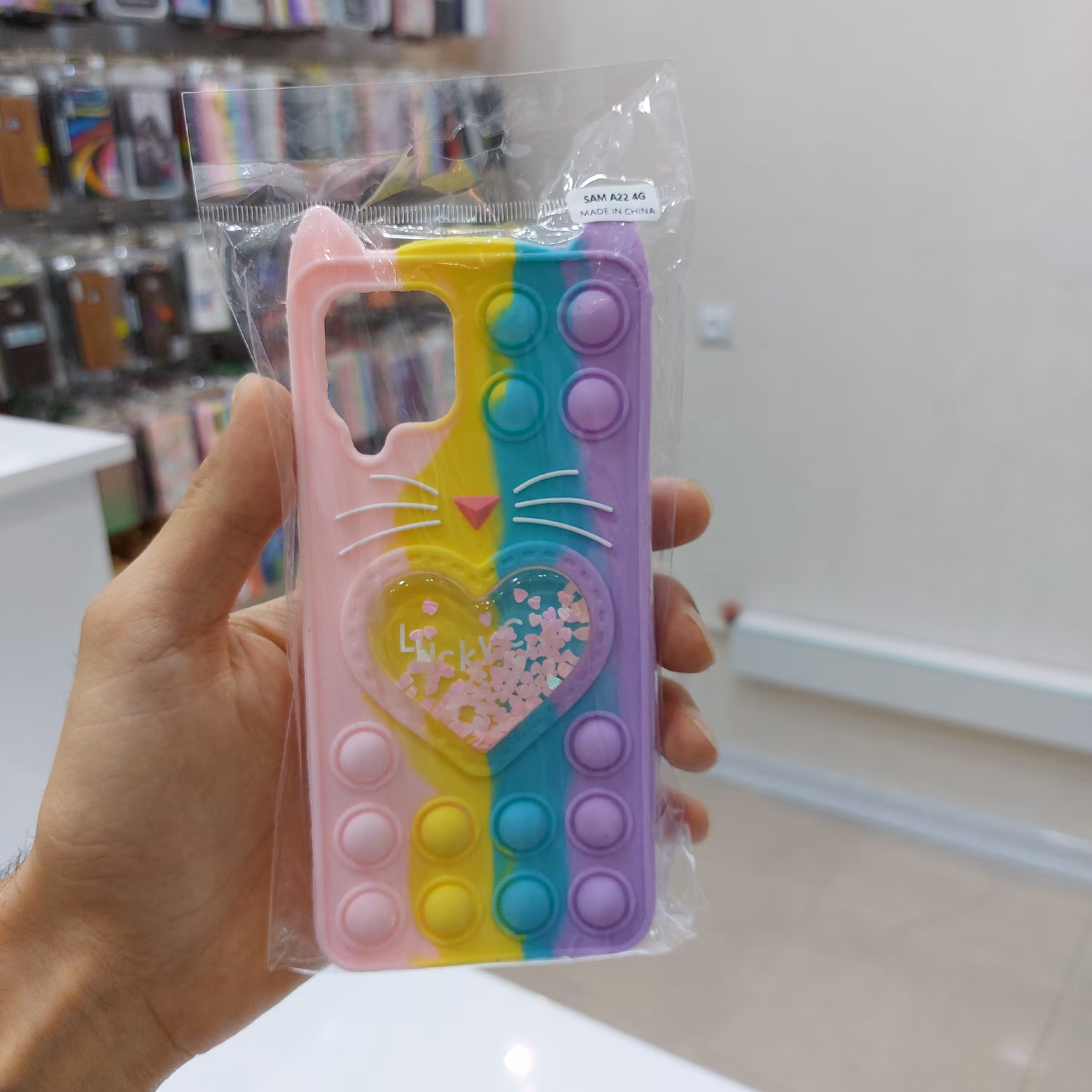 گارد و قاب اورجینال پاپیت آکواریومی گربه ای رنگ پاستیلی مناسب برای گوشی A22 4g/M32 4g