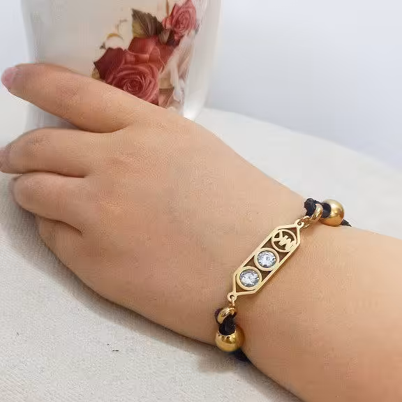 دستبند چرم استیل پلاک دار