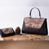 ست کیف دستی و کیف پول چرم طبیعی دستدوز و دستساز