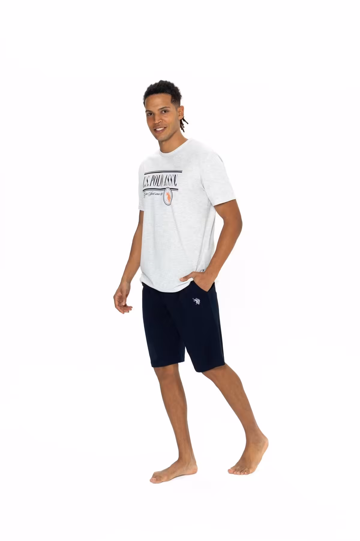 ست پیژامه چند رنگ مردانه پایه چوگان ASSN. تیم شورت های ECRU U.S. Polo Assn.