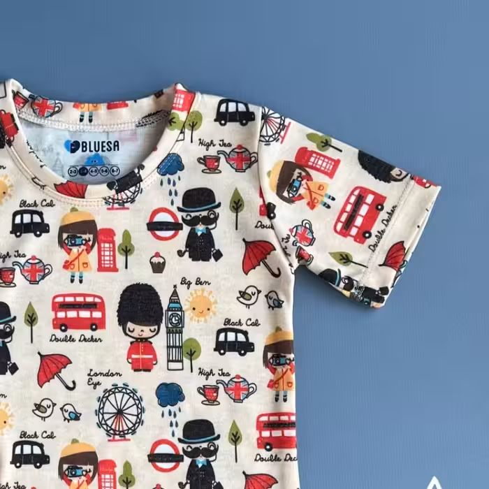 تیشرت دخترانه و پسرانه تمام چاپ طرح لندن