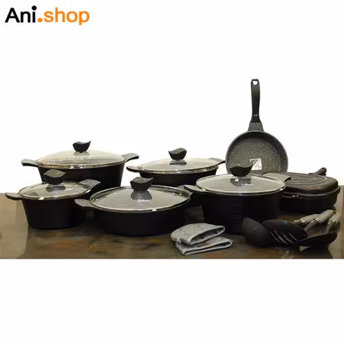 سرویس قابلمه 16 پارچه مشکی لاین مدل UN-7720 کد 228