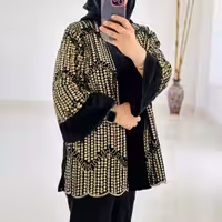 مانتو کتی زنانه مخمل مدل سوزن دوزی فرح 8213