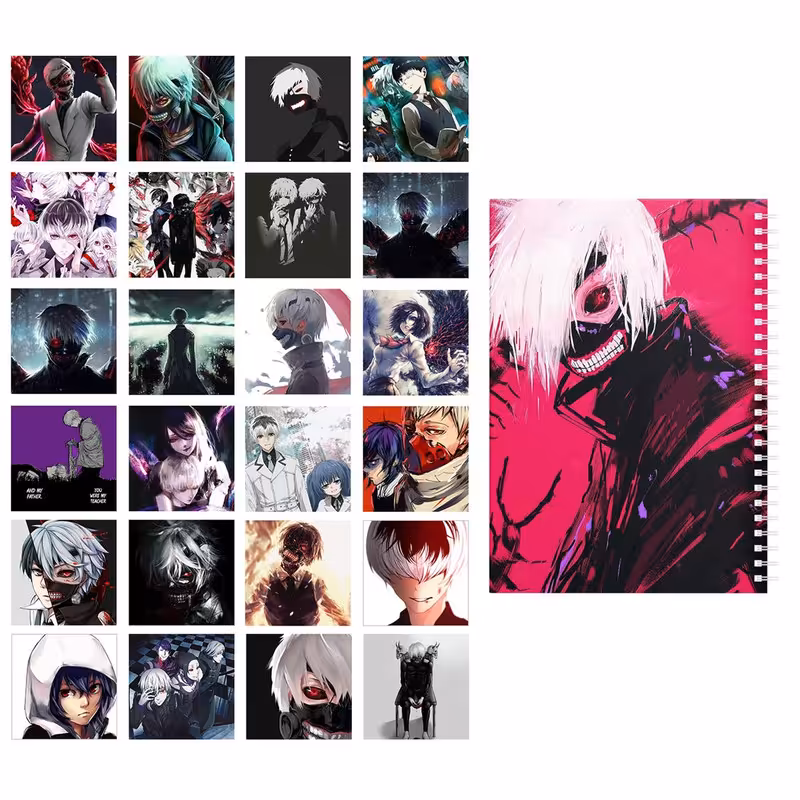  دفتر یادداشت باژیکان طرح انیمه توکیو غول کد 20111281 به همراه فتوکارت مجموعه 24 عددی