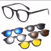 عینک طبی با 5 کاور آفتابی دسته سیم کشی کد 254