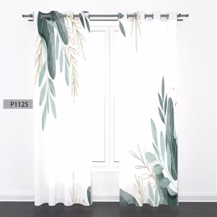 پرده هازان چاپی دوقواره دوخته شده پانچ شده هر قواره عرض 140ارتفاع 190 کد1125