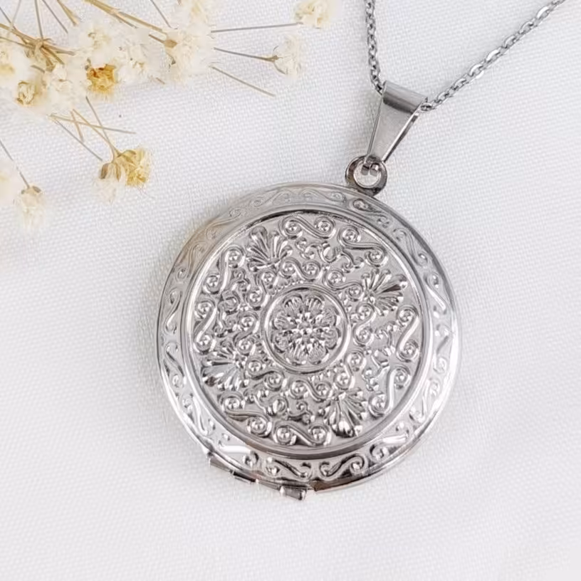 گردنبند لاکت عکس(قاب عکس) استیل گرد کد 10847