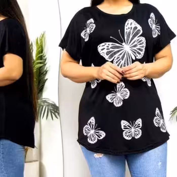 تیشرت تک پر نگین کاری شده