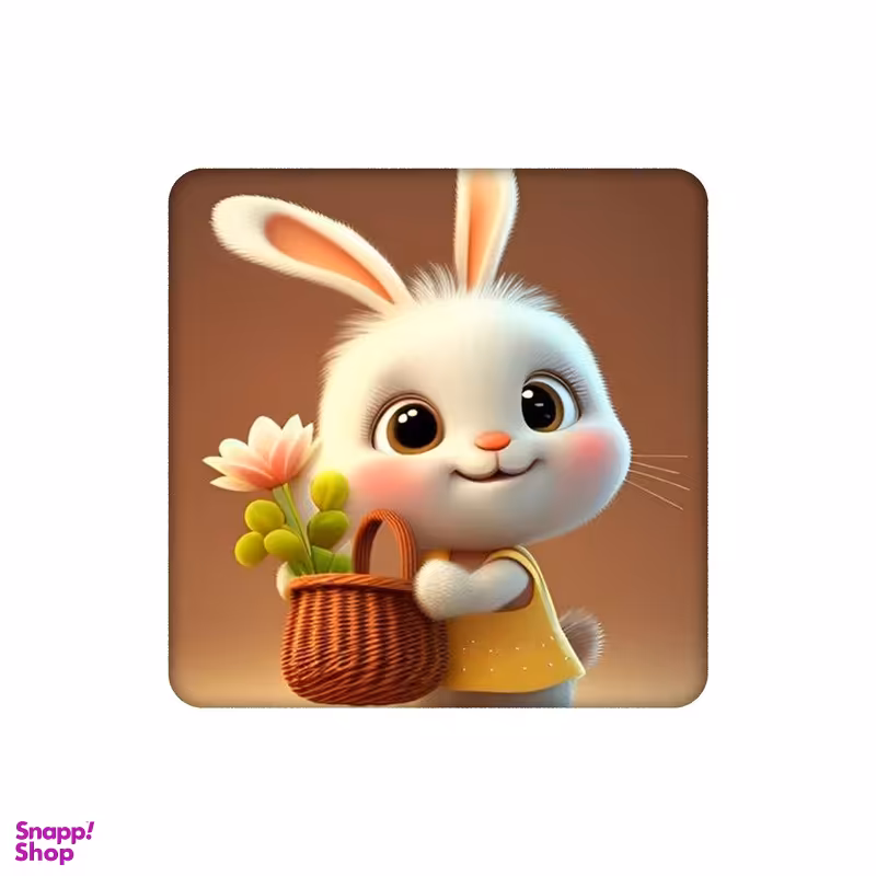 زیرلیوانی طرح خرگوش و گلدان گل کد 7095576