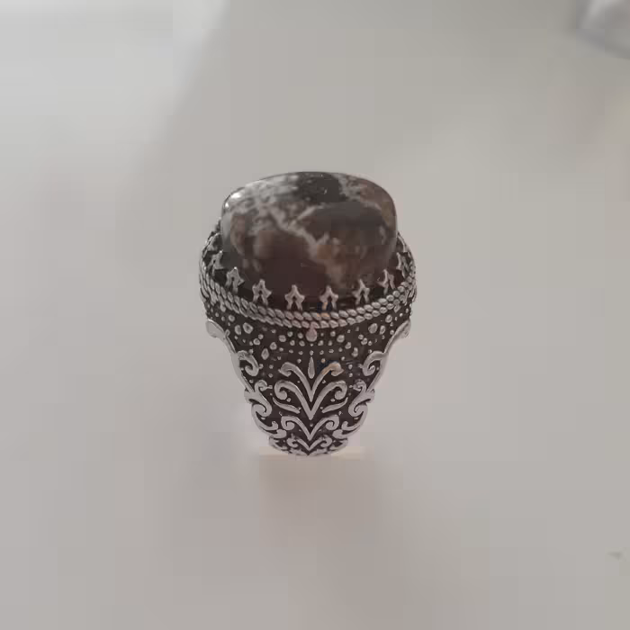 انگشتر نقره مردانه با سنگ شجر