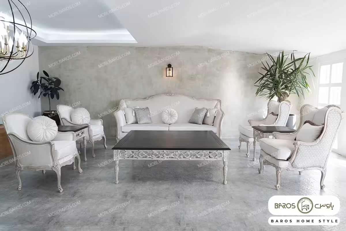 مبل کلاسیک ساوین رنگ روشن کد 5