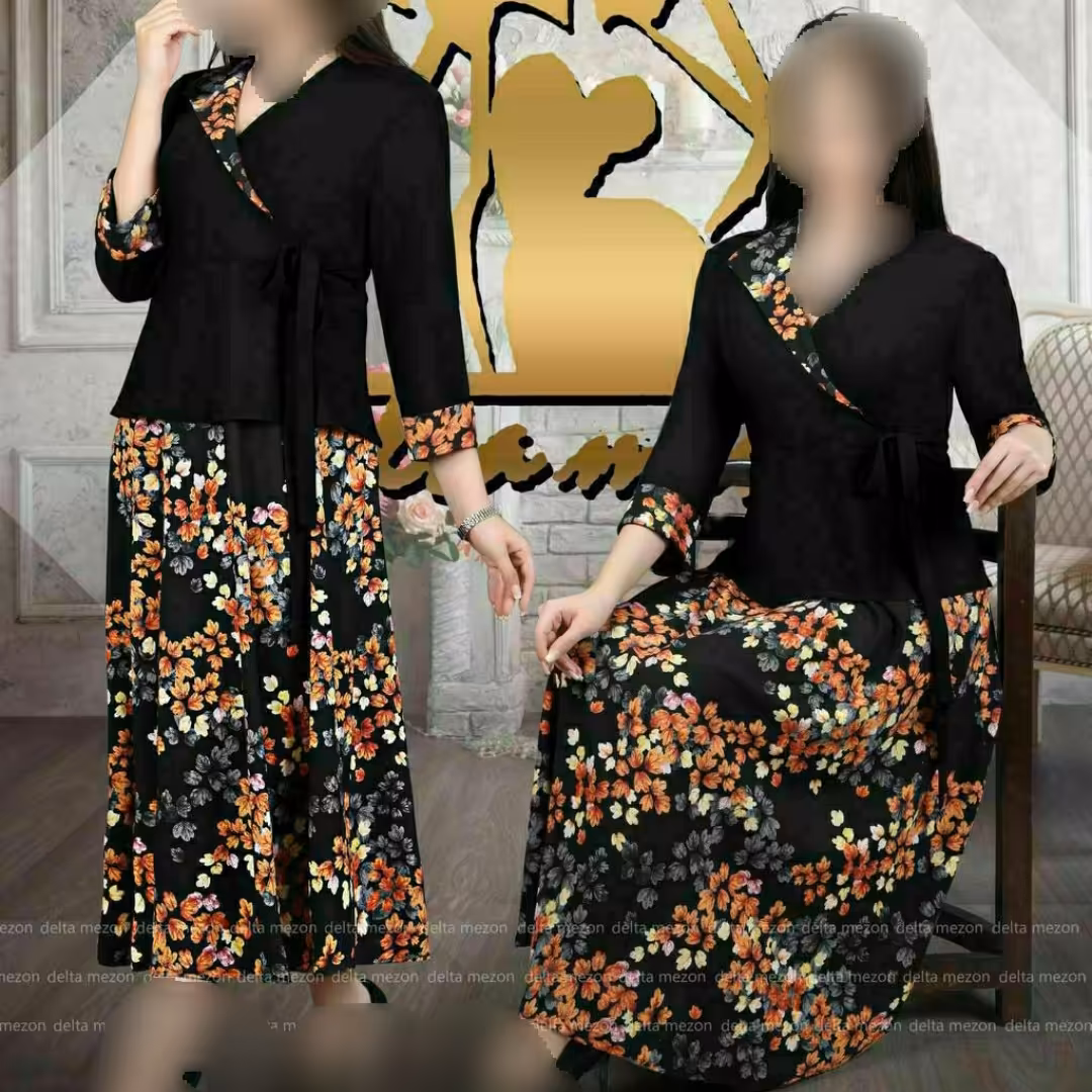 لباس مجلسی زیبای قواره دار متصل بهم مدل ترک پیچک