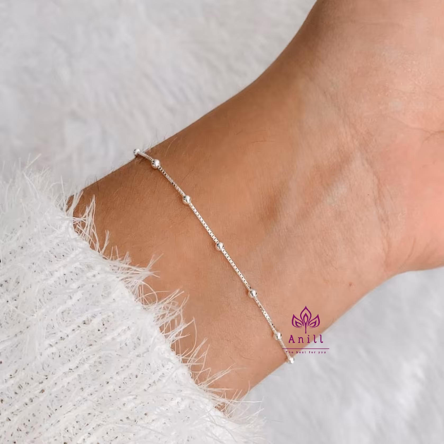 دستبند تیتانیومی توپی رنگ نقره ای کد 689