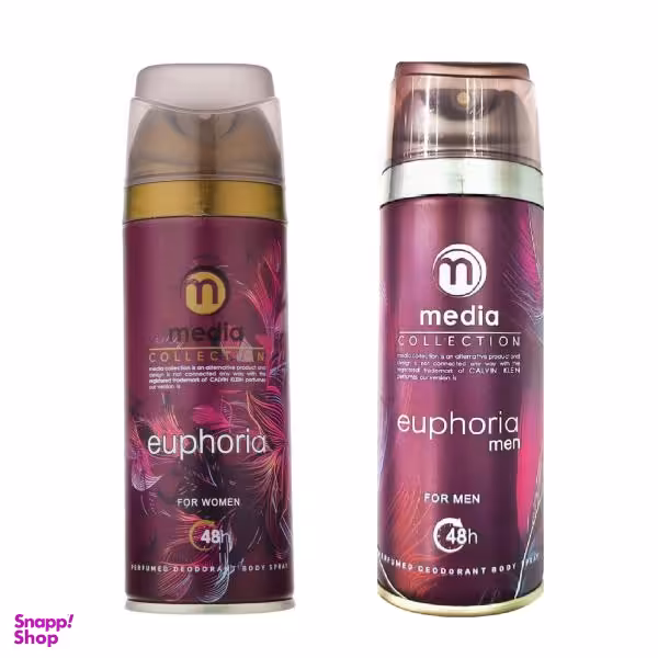 اسپری خوشبو کننده بدن زنانه مدیا(Media)مدل Euphoriaحجم 200 میلی لیتر+اسپری بدن مردانه مدلeuphoria Men Intense