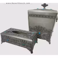 ست جا دستمال و سطل پیوتر یونیک مدل UN-1302