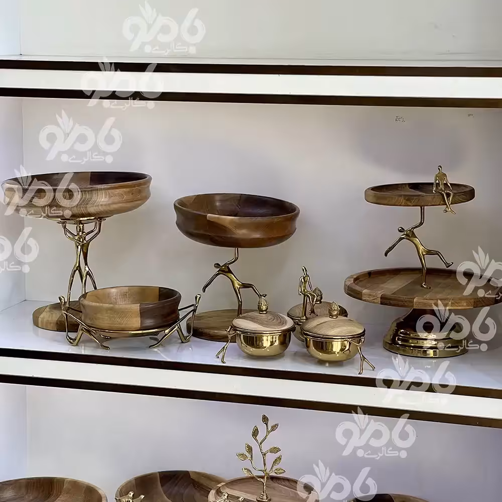 سرویس پذیرایی 5تکه بالرین چوبی گردو 780/77 طلایی