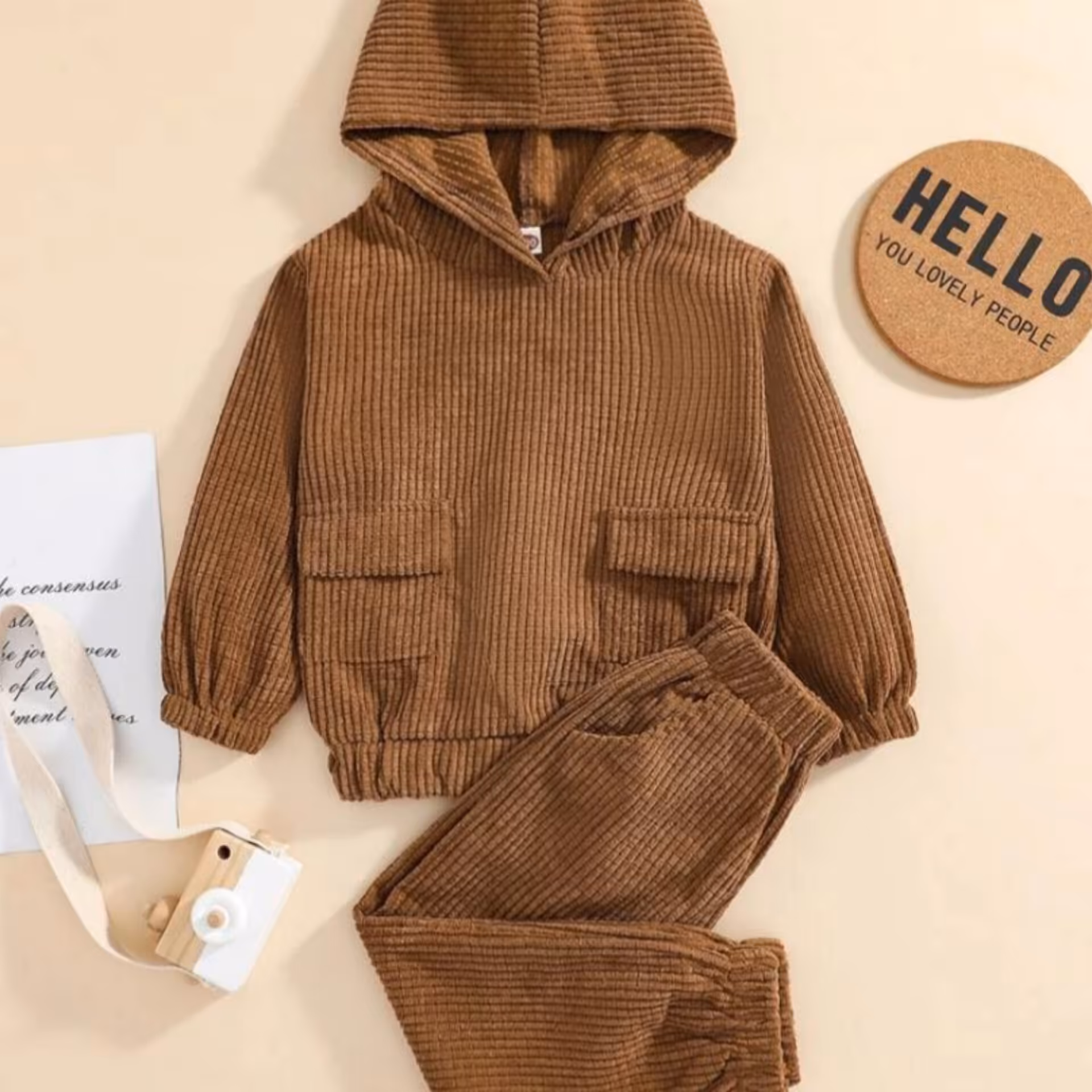 ست هودی و شلوار مخمل کبریتی بچگانه