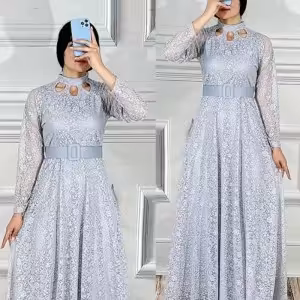 لباس ماکسی مجلسی جدید پوشیده گیپور سایز بزرگ