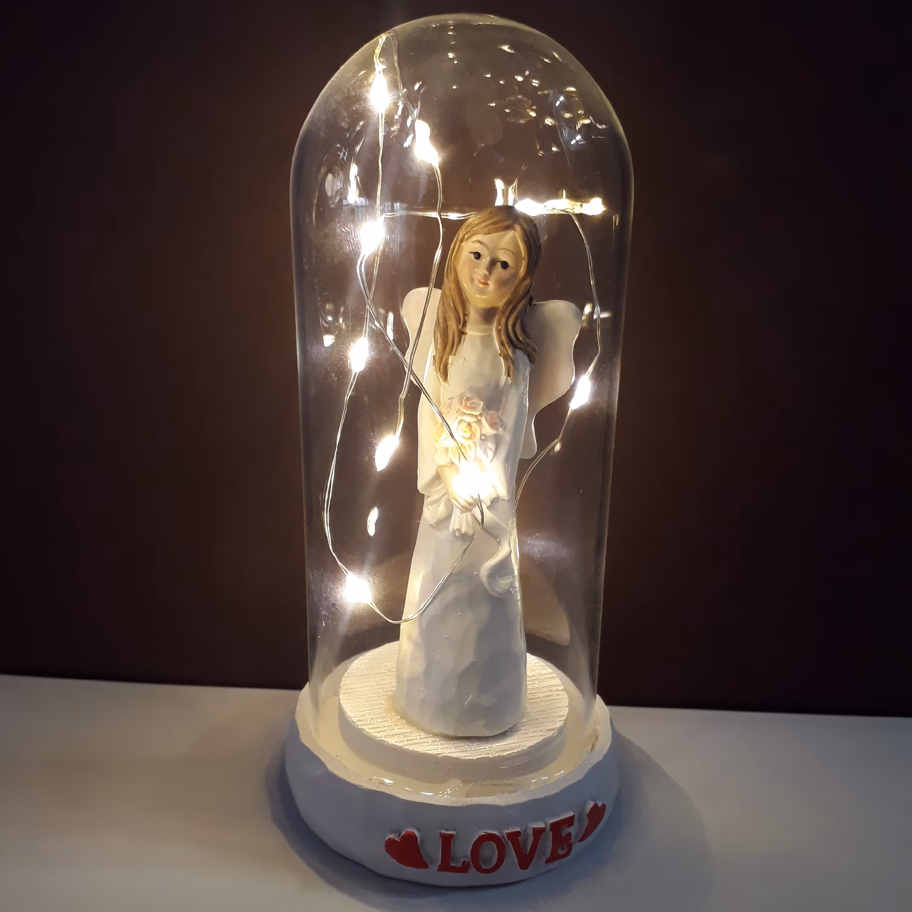 دکوری فرشته چراغ دار شیشه ای