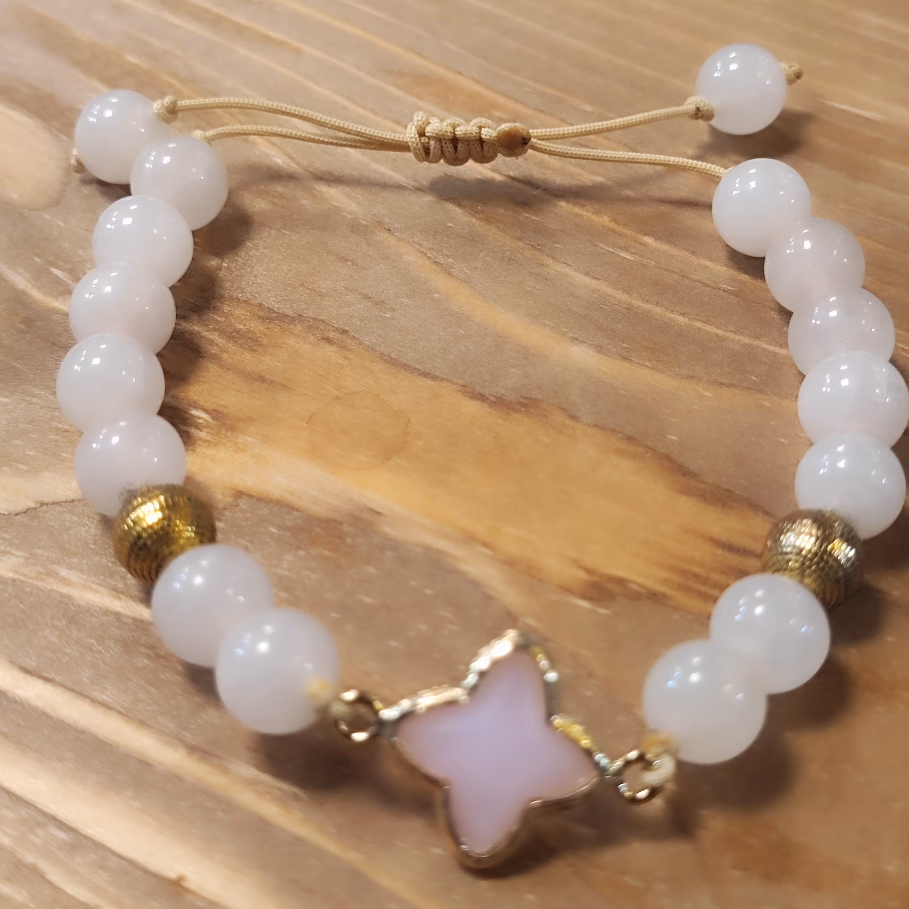 دستبند سنگ  رز کوارتز 