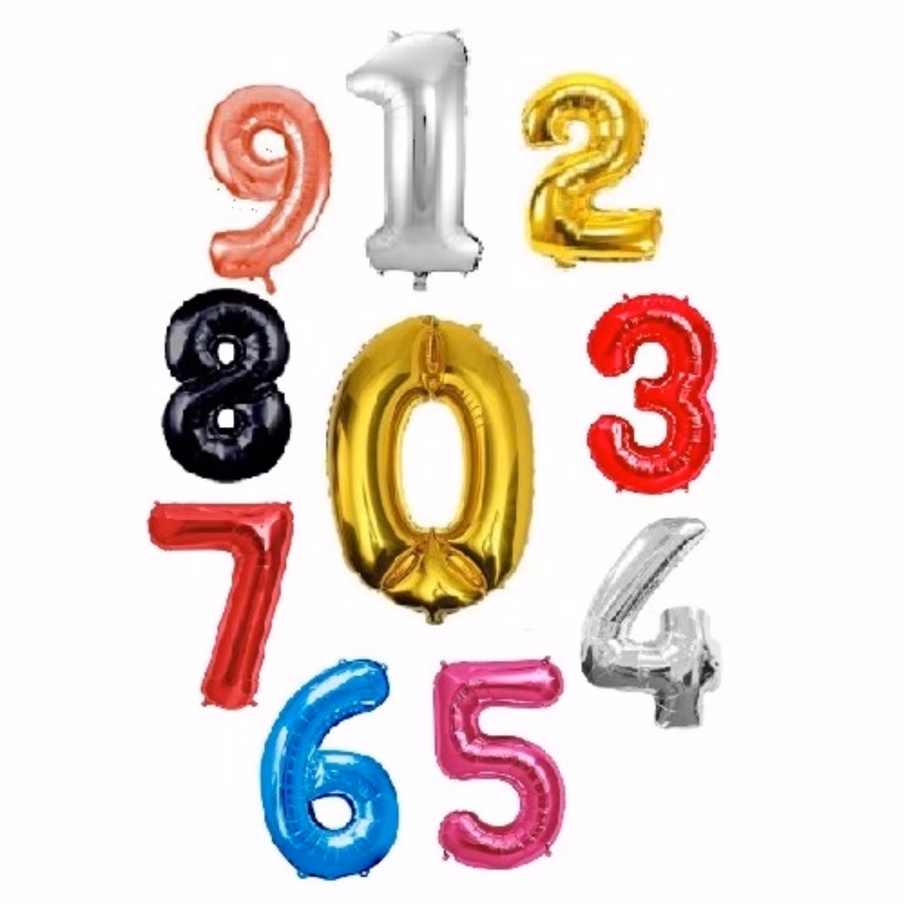 بادکنک فویلی عدد طلایی نقره ای قرمز مشکی آبی صورتی  رزگلد 0 1 2 3 4 5 6 7 8 9 صفر یک دو سه چهار پنج شش هفت هشت نه